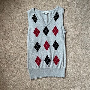 Merona Gray Argyle Vest Size XS